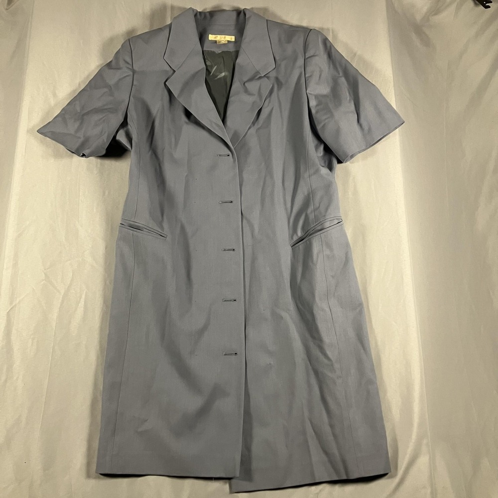 STUDIO 121 Dress Womens 16 Gray Wool Short Sleeve Collared Sheath‎ Midi Workwear